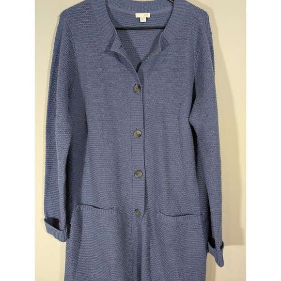 J Jill Womens Blue Long Sleeve Knit Button up Cardigan Sz S Mature Classic Quiet - Picture 3 of 7